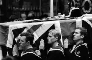 00006 Prints: Earl Mountbatten Funeral, Sep 1979 The Coffin is carried by the Royal Navy