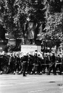00006 Prints: Earl Mountbattens Funeral, Sep 1979 The coffin being transported past Winston