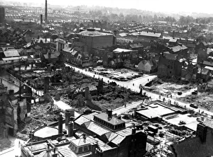 00187 Prints: Earl Street, Coventry, viewed from the old cathedral spire some time after the blitz