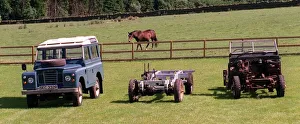 Vehicles And Transport Prints: Earlston Glenburnie Farm July 1998 Land Rovers in stages of building