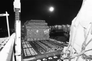 01273 Prints: In the early hours of this morning a huge freight plane was loaded up at Gatwick Airport