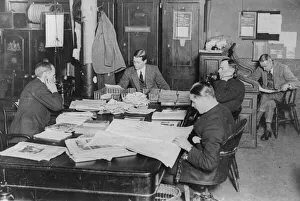 Publishing Prints: An early morning staff meeting on the Daily Mirror news desk at Geraldine House