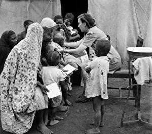 East African groundnuts scheme. Open air hospital at Kongwa - Sister Helen Porter with