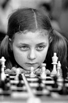 00048 Prints: East End Kids Chess Congress: A study of concentration 9-year-old Audrey Loveday of