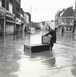 Flooding Prints: East Street in Bedminster flooded following a storm 10th July 1968