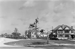 Outer London Prints: Eastcote Park estate and public house being built in Hillingdon Circa 1936