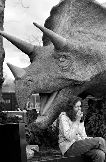 Dinosaur Prints: The Easter parade, Battersea Park. 12-year-old Joanne Bradsman eats her lunch