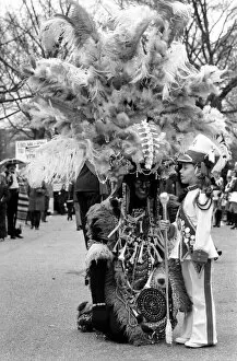 Images Dated 30th March 1975: The Easter parade, Battersea Park. Totally blind in one eye