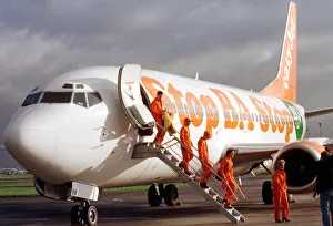 Easyjet Demonstration 1998 Easyjet Boeing 737 300 Aircraft at Brussels Airport - with