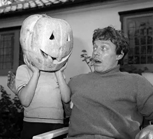 Ed Bishop with Georgina Bishop and pumpkin Mask October 1971 Ed Bishop Actor
