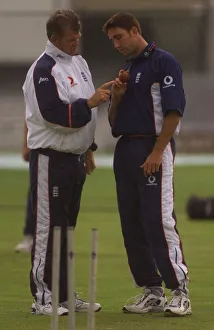 Ed Giddins England Cricket Bowler Net Practice Oval 1999 Ed Giddins gets some coaching in