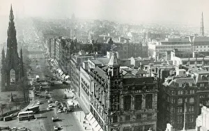 00187 Prints: Edinburgh Aerial of Princes Street and Scott Monument 1963