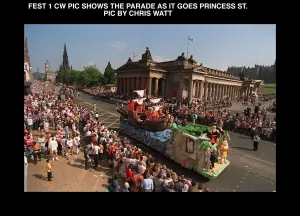 Edinburgh Prints: Edinburgh festival parade 50th year of edinburgh fdestival shows procession