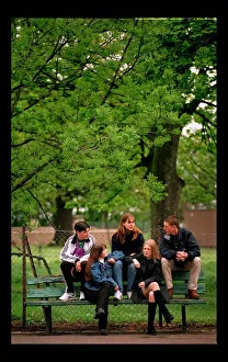 Edinburgh gang feature May 1998 teenagers sit on park bench Lara King