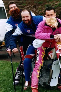 Edinburgh Monarchs speedway motorcycle beards walking sticks Kenny McKinna Les Collins