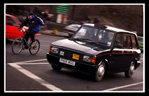 Taxis Prints: Edinburgh taxi cabs December 1999 black hackney taxi Scotland