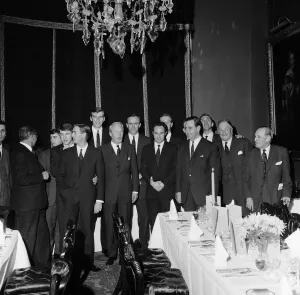 Edward Heath having dinner at the Carlton Club with Kent County cricket club