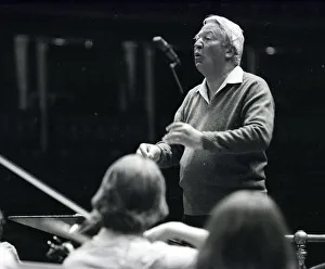 Conductor Prints: Edward Heath rehearsing the 107 strong European Community Youth Orchestra at the Royal
