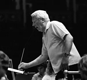 Edward Heath rehearsing the 107 strong European Community Youth Orchestra at the Royal