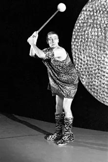 Edward Woodward rehearses for a sketch to be aired for a Christmas TV Show on Thames