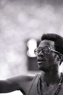 Edwin Moses, USA (943) winner of 400m hurdles final after the race