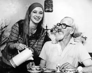 Novelist Prints: Eggs for breakfast for Stewart Farrar and his wife Janet at their home at Swords