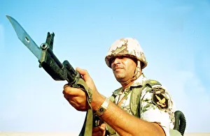 A Egyptian Soldier part of the coalition of armed forces created by the United Nations to
