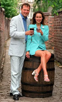 Eileen Catterson and TV star John Leslie having some fun at the launch of Scottish pub