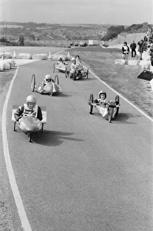 Motoring Prints: Electric Car Trials in England. The Lucas Electrathon race at Donington Park