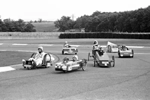 Electric Car Trials in England. The Lucas Electrathon race at Donington Park