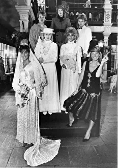 00040 Prints: Elegant clothing from every era - (l tor) Pamela in a Forties wedding dress