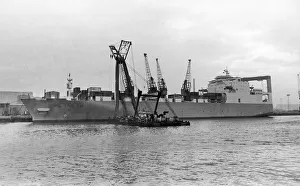 Cranes Prints: The Elgaren the largest ship to visit the Tees seen hereat the United Kingdom / West Africa