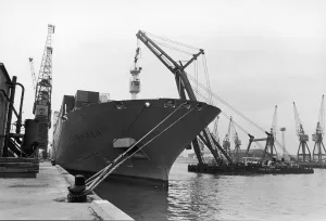 The Elgaren the largest ship to visit the Tees seen hereat the United Kingdom / West Africa
