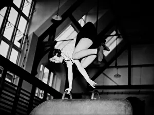Elizabeth Newcomen school. Patricia Stanton goes over the vaulting horse