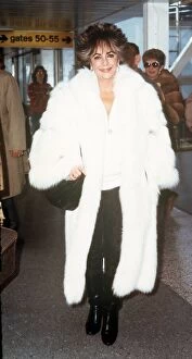 00028 Collection: Elizabeth Taylor Feb 1985 wearing white Fur Coat At LAP fron LA