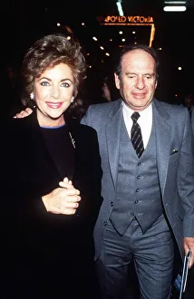 Earrings Prints: Elizabeth Taylor February 1985 with fiance Victor Lunaat at the new Apollo theatre