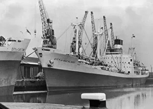 Cranes Prints: Ellerman Lines The City of Auckland cargo ship seen here in Middlesbrough dock 14th