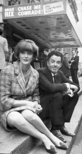 Playwright Prints: ELSPET GRAY AND BRIAN RIX OUTSIDE THE WHITEHALL THEATRE WHERE FOR 15 YEARS HE HAS