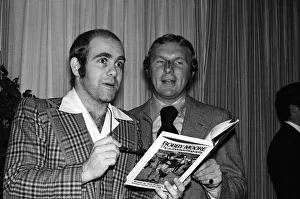 Elton John with Bobby Moore at the launch of Moores book Bobby Moore