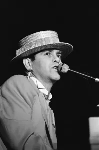 Elton John on his European Express Tour which was the European leg of his 1984 Breaking