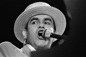 Elton John on his European Express Tour which was the European leg of his 1984 Breaking