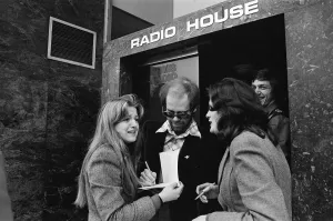 Elton John makes a whistle-stop visit to Birmingham and spends an hour as a disc jockey