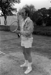 Knighthood Prints: Elton John March 1974, playing tennis at Wimbledon 1974