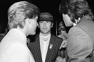 Disco Prints: Elton John at the new nightclub Stringfellows in Covent Garden, London. 1st August 1980