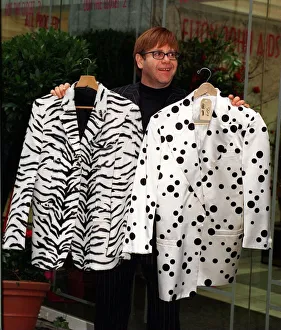 Elton John with his old clothes November 1997 he is selling clothes