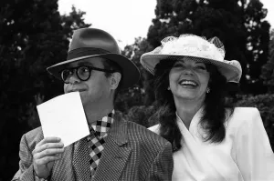 Husband Prints: Elton John and his wife Renate at the wedding of Emma Forbes and Graham Clempson