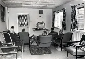 2010s Prints: Ely Hospital - Patients, pictured relaxing in the new day room, of ward 17 A