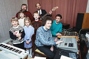Microphones Prints: Emley First school recording a musical version of local author Bill FordeOs story about