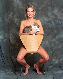 Rabbits Prints: Emma Inglis TV Vet November 1999 TV Presenter Vetinarian with her pet rabbit Billy