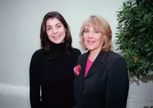 Presenters Prints: Emma Ledden TV Presenter October 1999 Pictured with Nina Myskow Mirror Staff